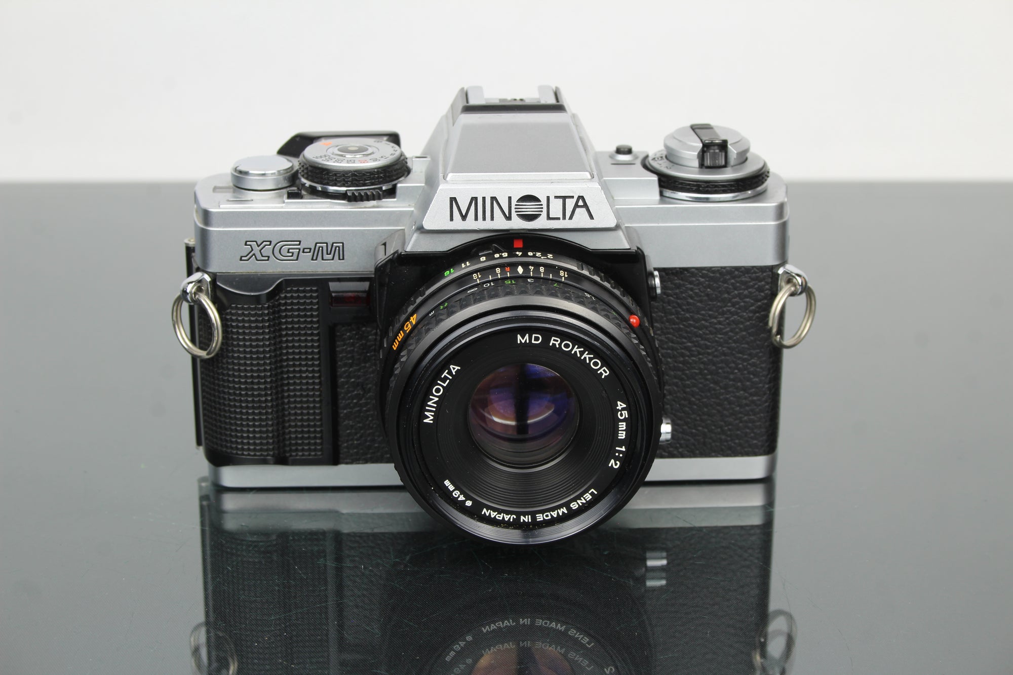 Minolta XG-M + objectif Minolta MD Rokkor 45mm 1:2