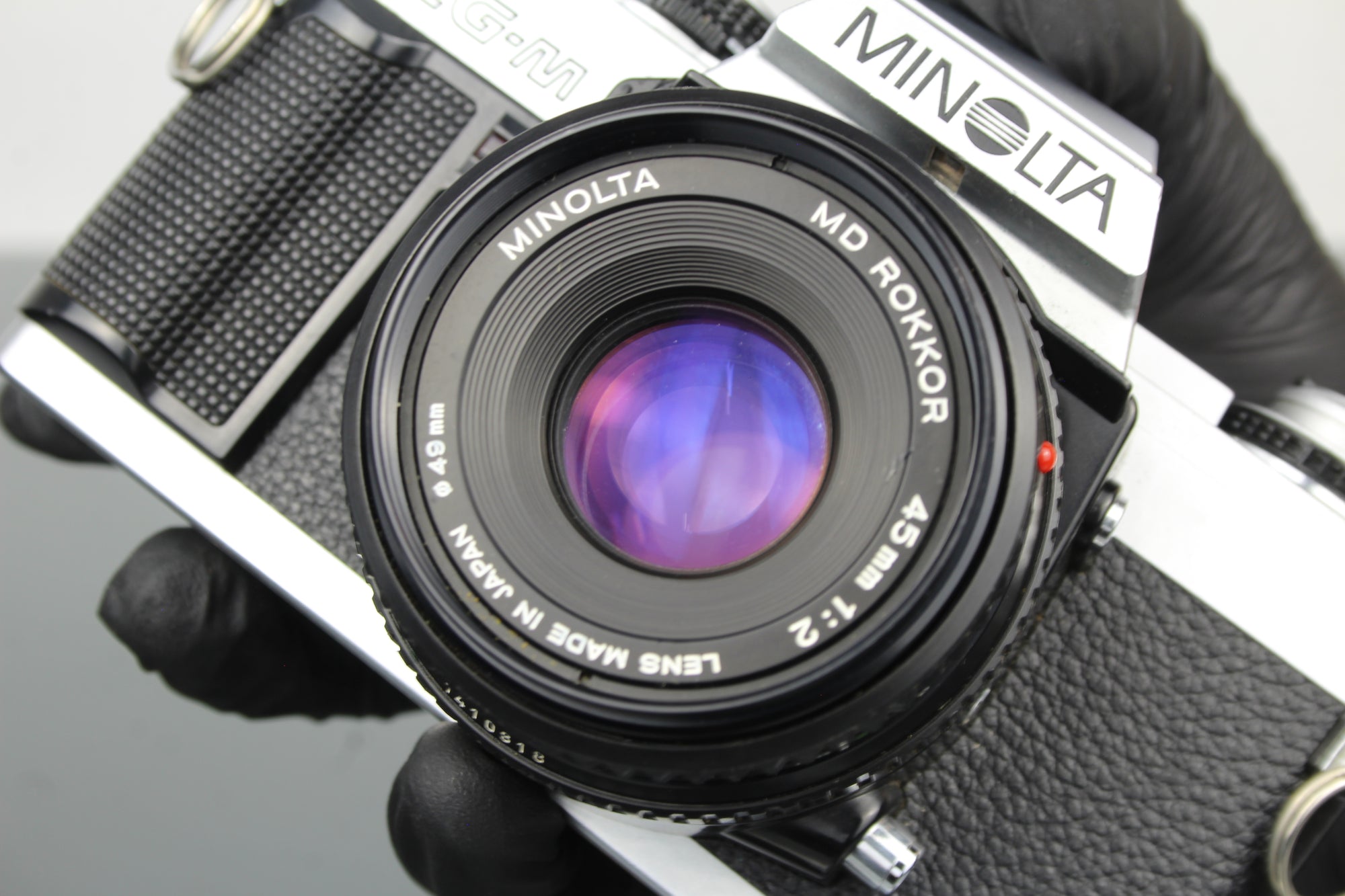Minolta XG-M + objectif Minolta MD Rokkor 45mm 1:2